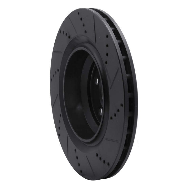 Chrysler 300 Brake Rotor (1) - Rear Left - R1 Concepts - Drilled & Slotted - Black - `05-`23